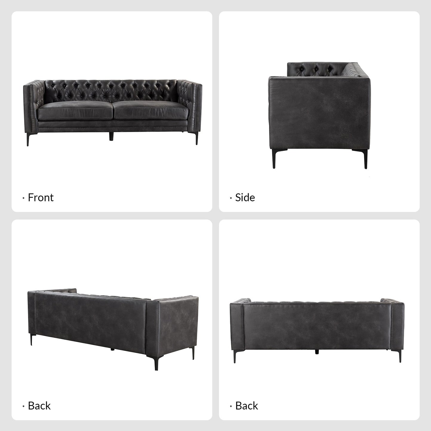 Canapé classique Calymne 84 à accoudoirs carrés et dossier capitonné par HULALA HOME