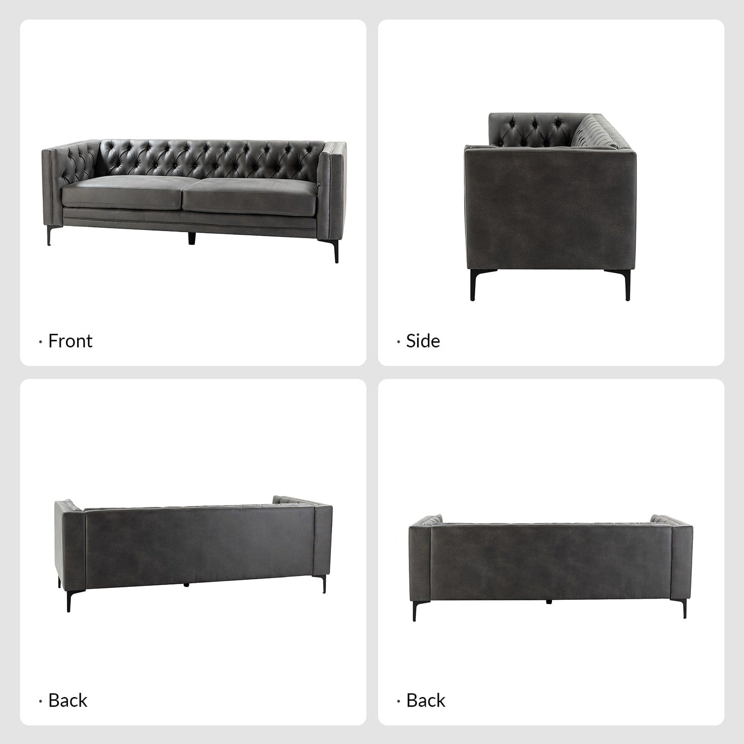 Canapé classique Calymne 84 à accoudoirs carrés et dossier capitonné par HULALA HOME