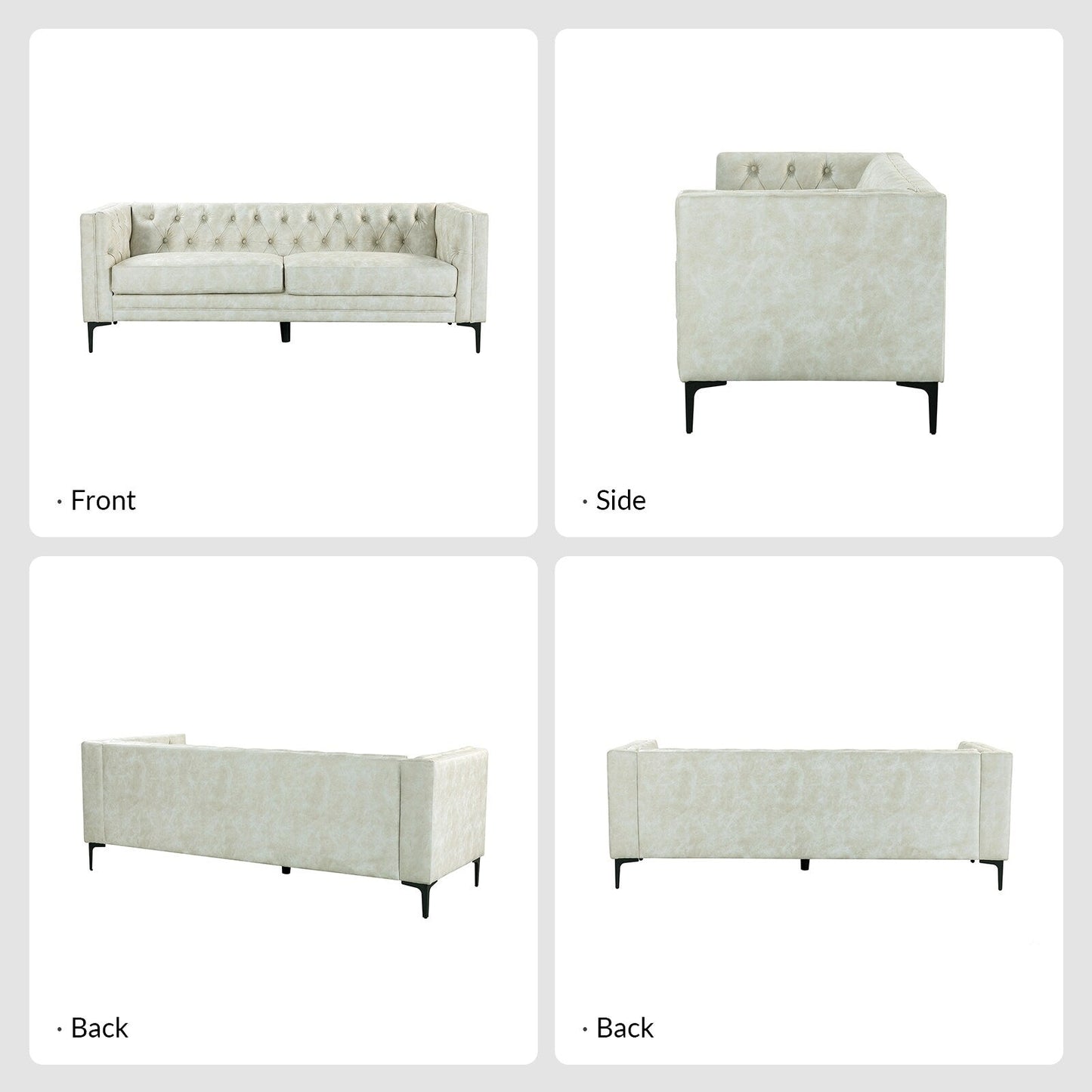 Canapé classique Calymne 84 à accoudoirs carrés et dossier capitonné par HULALA HOME