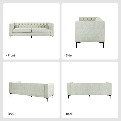 Canapé classique Calymne 84 à accoudoirs carrés et dossier capitonné par HULALA HOME