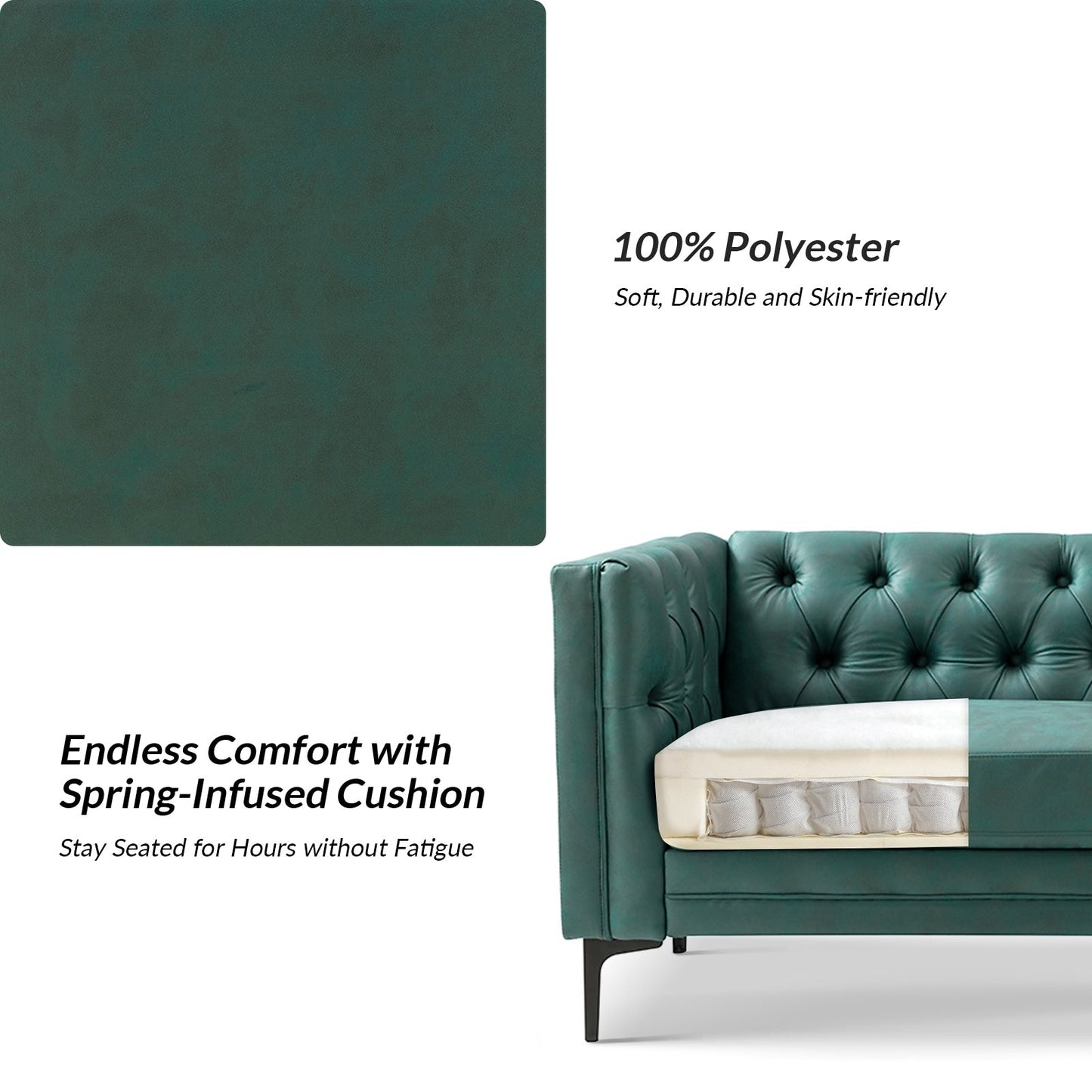 Canapé classique Calymne 84 à accoudoirs carrés et dossier capitonné par HULALA HOME