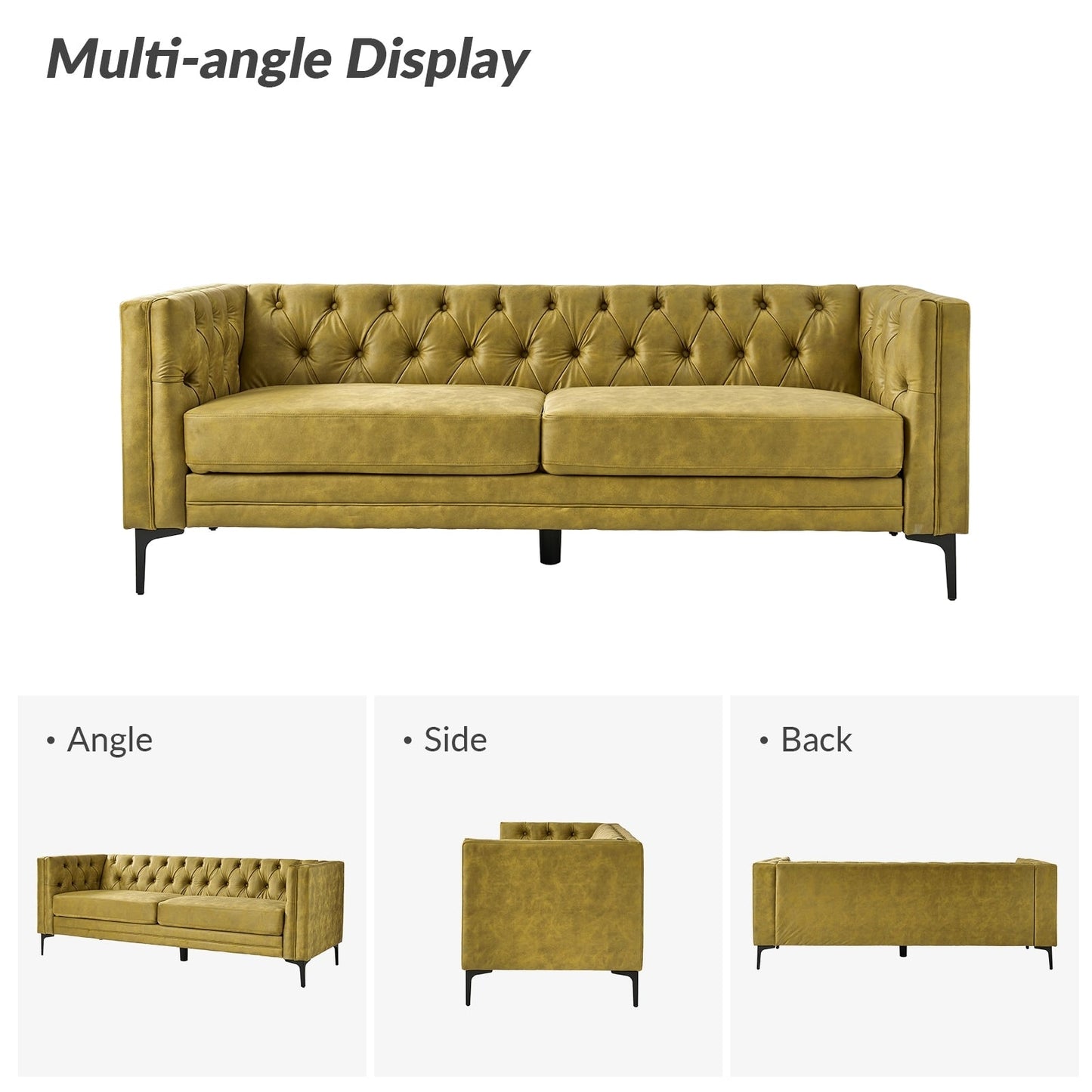 Canapé classique Calymne 84 à accoudoirs carrés et dossier capitonné par HULALA HOME