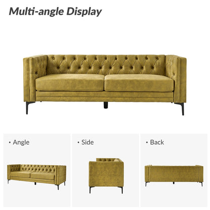 Canapé classique Calymne 84 à accoudoirs carrés et dossier capitonné par HULALA HOME