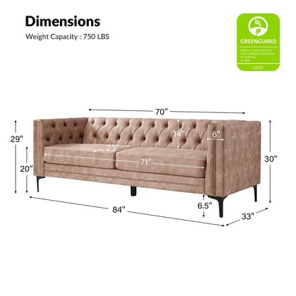 Canapé classique Calymne 84 à accoudoirs carrés et dossier capitonné par HULALA HOME
