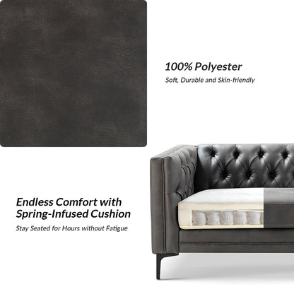 Canapé classique Calymne 84 à accoudoirs carrés et dossier capitonné par HULALA HOME