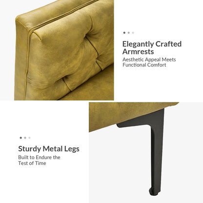 Canapé classique Calymne 84 à accoudoirs carrés et dossier capitonné par HULALA HOME