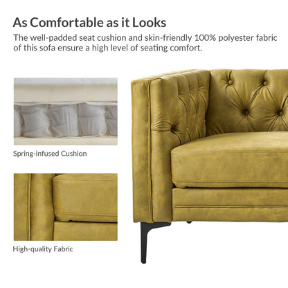 Canapé classique Calymne 84 à accoudoirs carrés et dossier capitonné par HULALA HOME