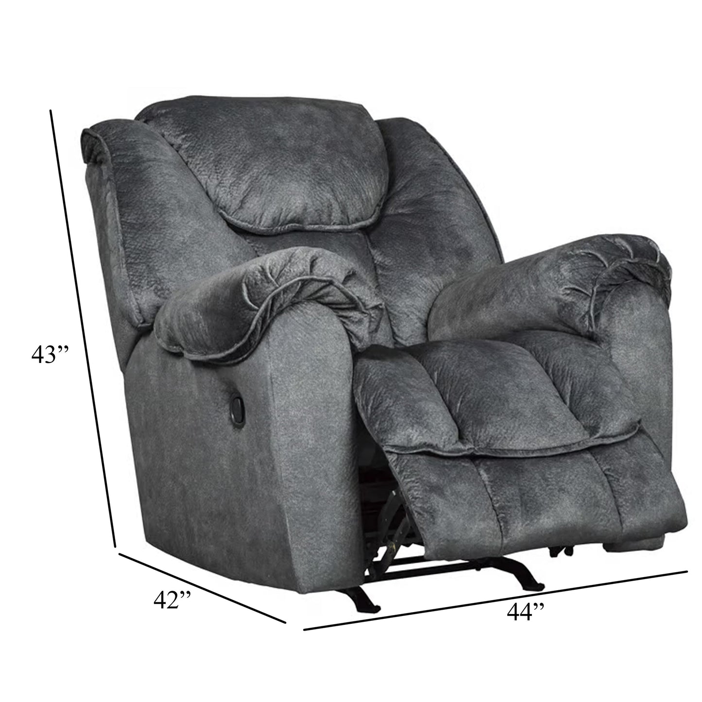 Fauteuil inclinable à bascule manuel Capen, coussiné en polyester gris granit