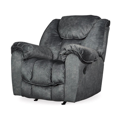 Fauteuil inclinable à bascule manuel Capen, coussiné en polyester gris granit