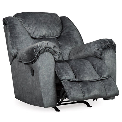 Fauteuil inclinable à bascule manuel Capen, coussiné en polyester gris granit
