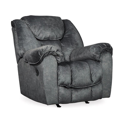 Fauteuil inclinable à bascule manuel Capen, coussiné en polyester gris granit