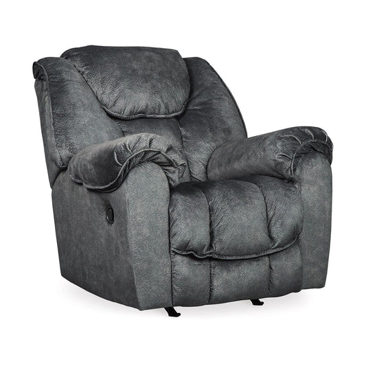 Fauteuil inclinable à bascule manuel Capen, coussiné en polyester gris granit