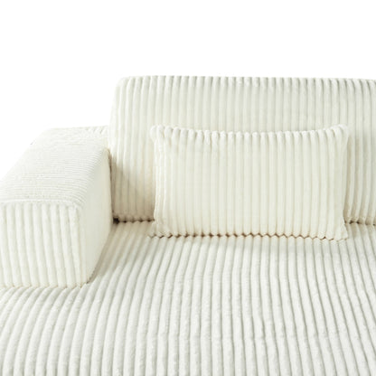 Canapé-lit Cascade 2 pièces en velours côtelé avec méridienne double et 2 oreillers