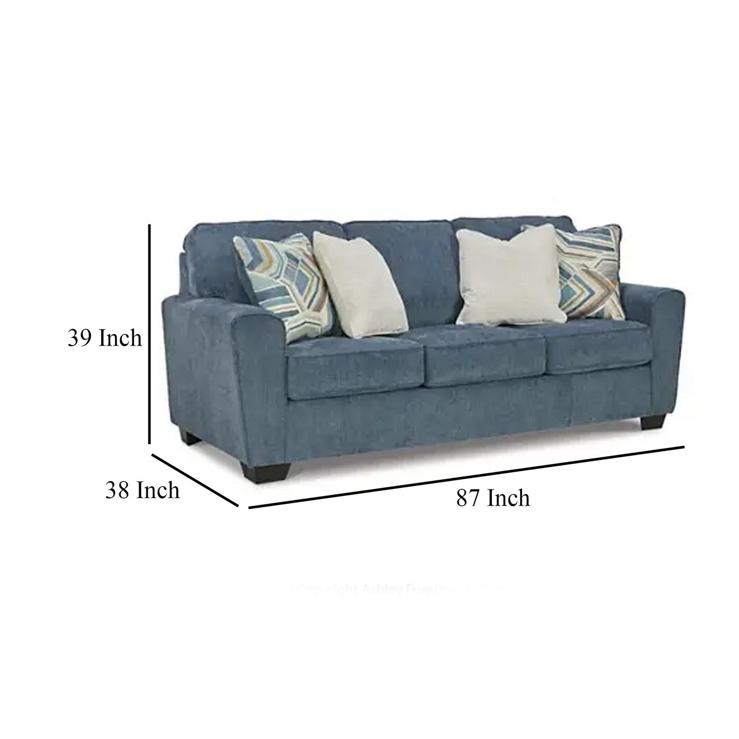 Canapé-lit Caten, lit queen size, revêtement en polyester bleu, 87 pouces