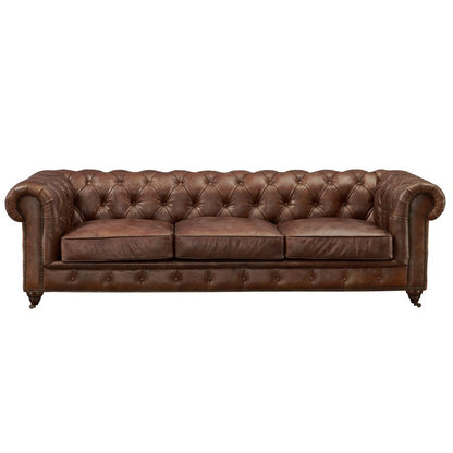 Canapé Chesterfield Century - Cuir châtain clair