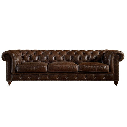 Canapé Chesterfield Century - Cuir châtain clair