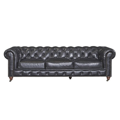 Canapé Chesterfield Century - Cuir châtain clair