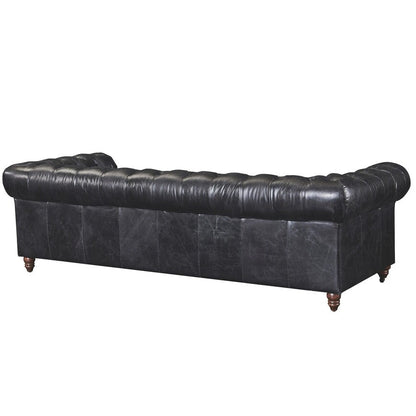 Canapé Chesterfield Century - Cuir châtain clair