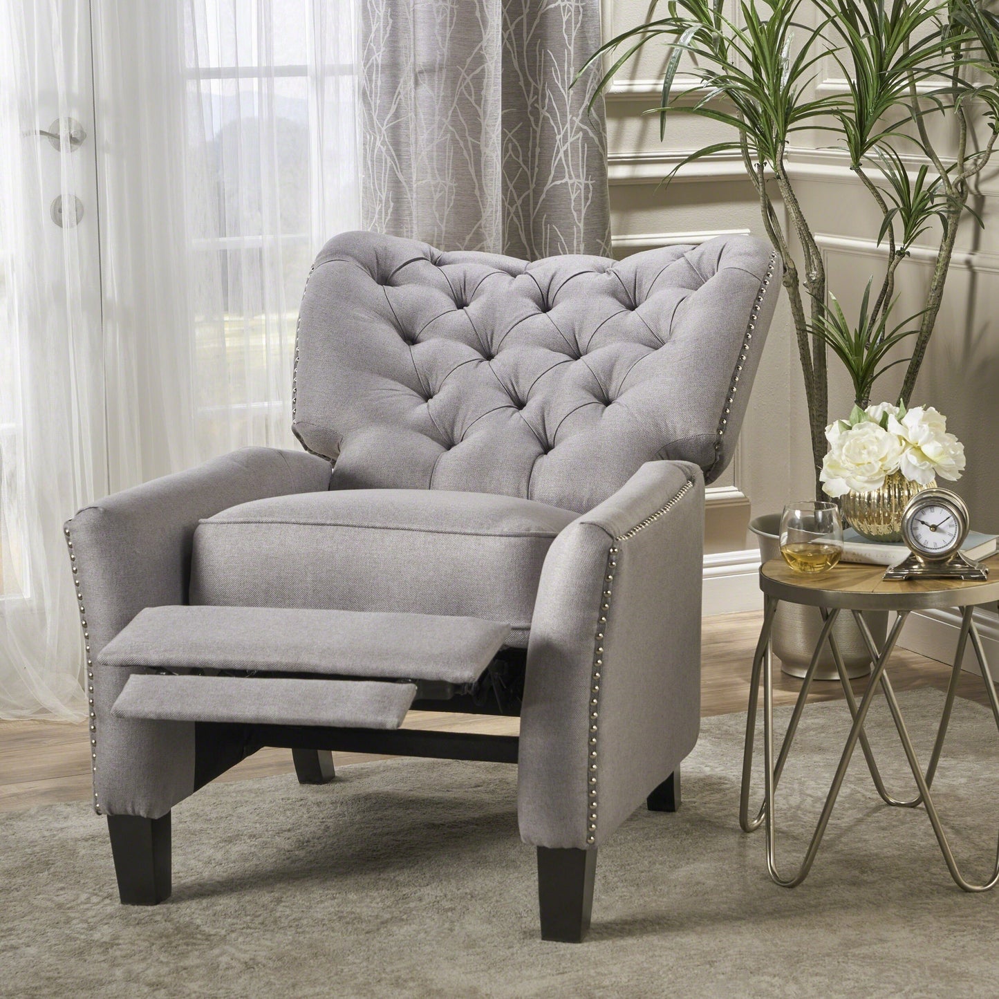 Fauteuil inclinable en tissu capitonné Cerelia par Christopher Knight Home