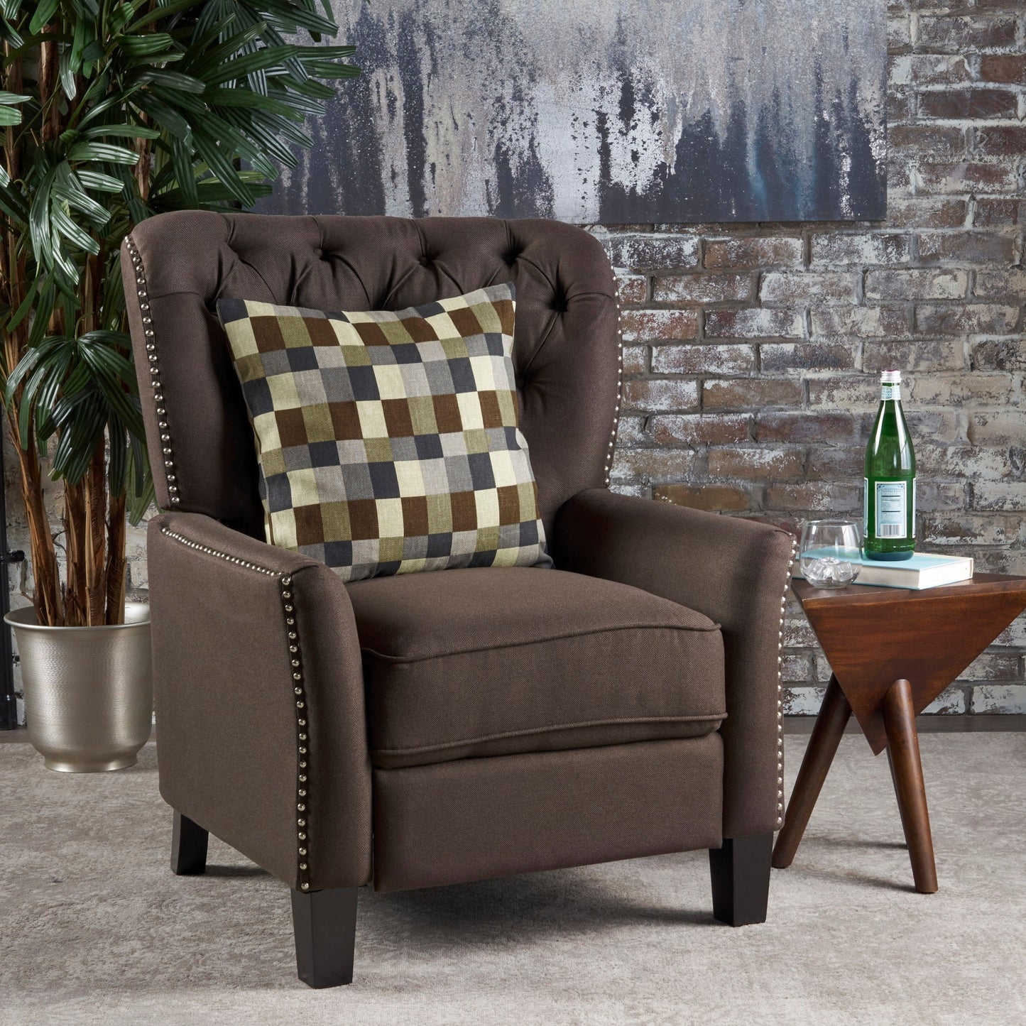 Fauteuil inclinable en tissu capitonné Cerelia par Christopher Knight Home