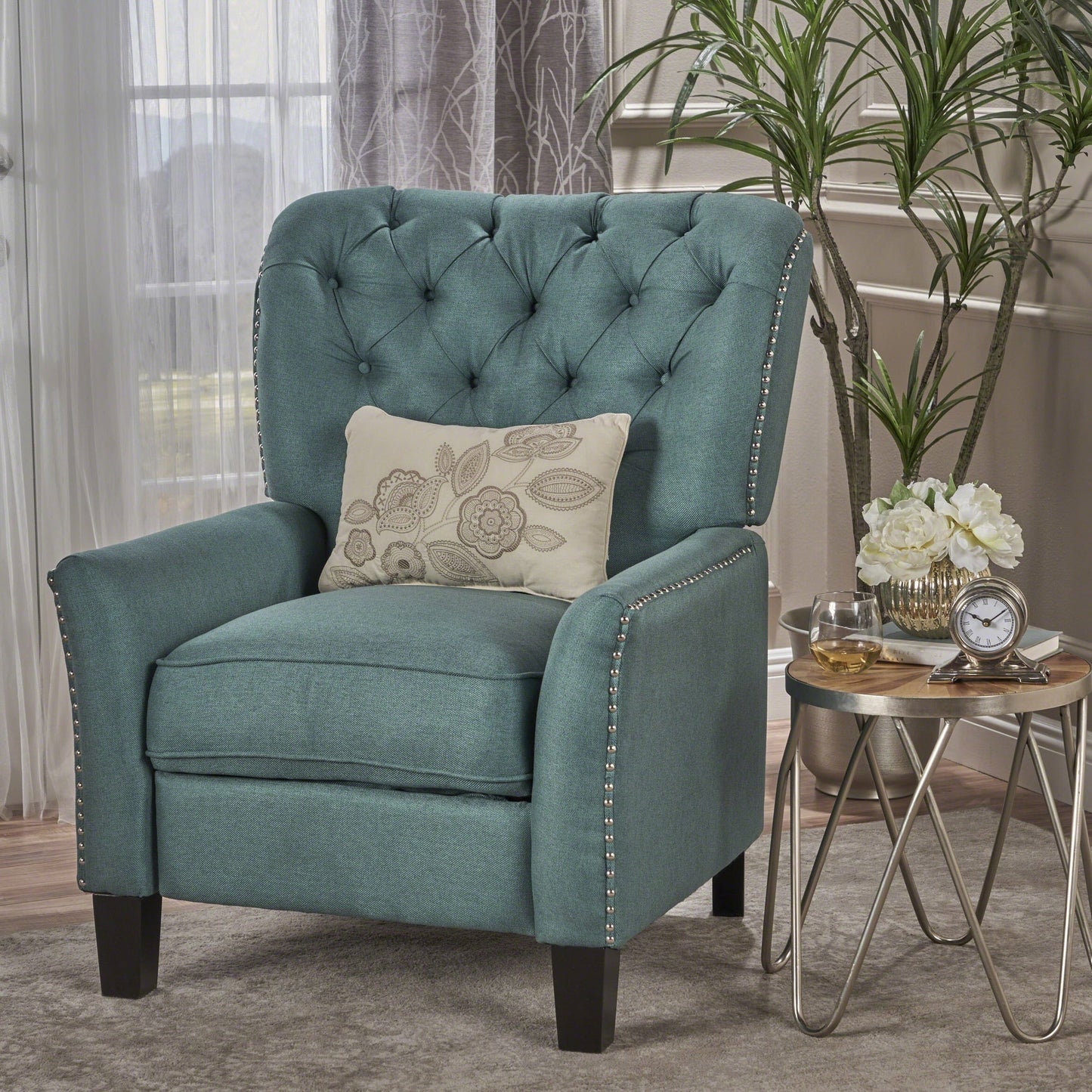 Fauteuil inclinable en tissu capitonné Cerelia par Christopher Knight Home