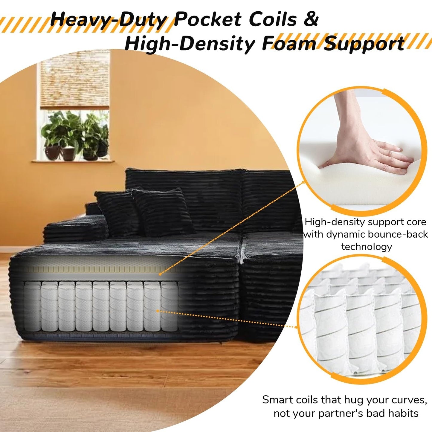 Chaise longue, canapés pour salon, canapé-lit rembourré surdimensionné pour l'intérieur, canapé-lit Cloud pour l'intérieur, siège profond