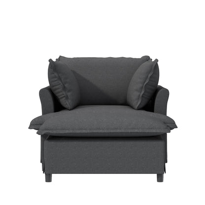 Chaise longue, canapé-lit simple en chenille avec assise large, fauteuil-lit rembourré avec pouf amovible, ensemble de canapé de lecture