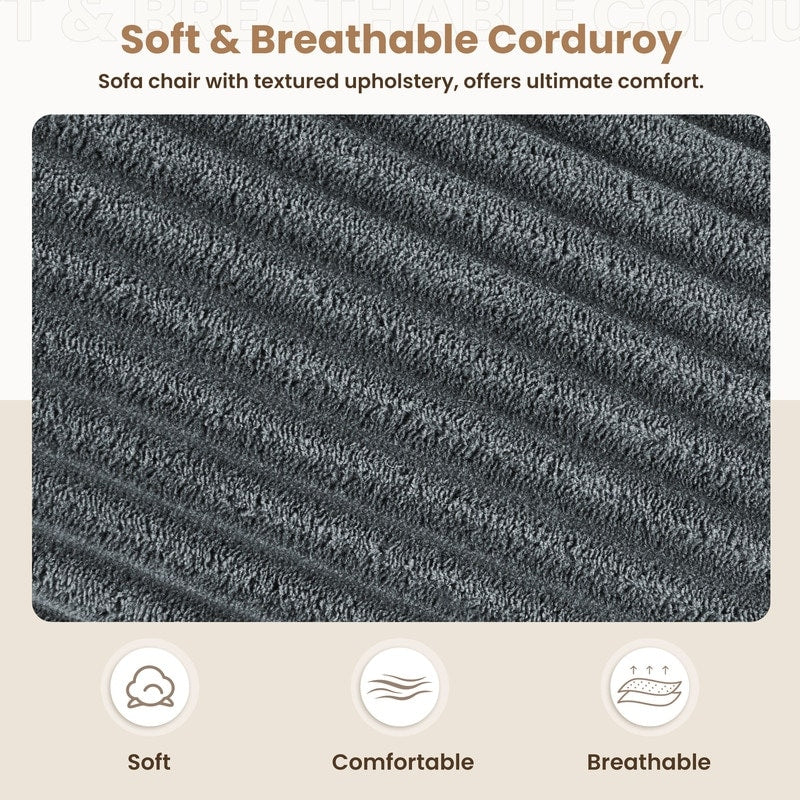 Canapé en velours côtelé de style chaise longue avec porte-gobelets et 3 coussins de dossier « Design de salon inclinable »