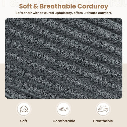 Canapé en velours côtelé de style chaise longue avec porte-gobelets et 3 coussins de dossier « Design de salon inclinable »