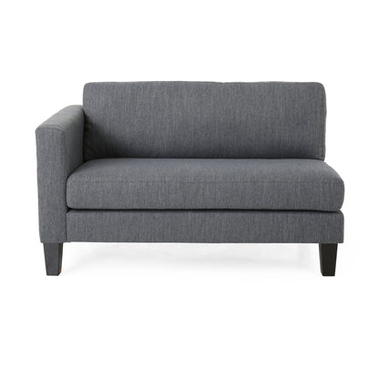 Canapé 3 places anthracite avec pieds en bois et deux coussins