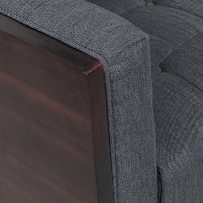 Canapé 3 places capitonné anthracite 31,5 avec pieds en bois et cadre en hévéa pour le salon