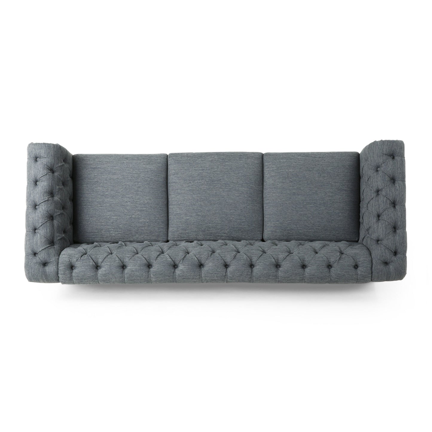 Canapé 3 places Chesterfield capitonné à boutons et pieds en bois anthracite