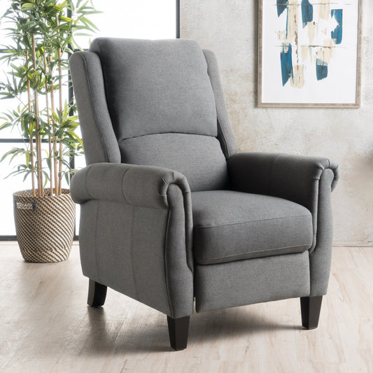 Fauteuil inclinable à dossier relevable en tissu anthracite (facile d'entretien)