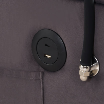 Canapé-lit gigogne en velours gris anthracite, convertible, dossier réglable, chargement USB, montage facile