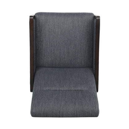 Fauteuil inclinable rembourré de style Mid-Century, couleur anthracite, avec repose-pieds et cadre en bois de bouleau