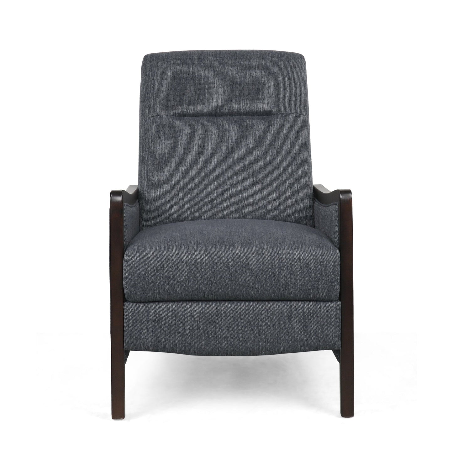 Fauteuil inclinable rembourré de style Mid-Century, couleur anthracite, avec repose-pieds et cadre en bois de bouleau