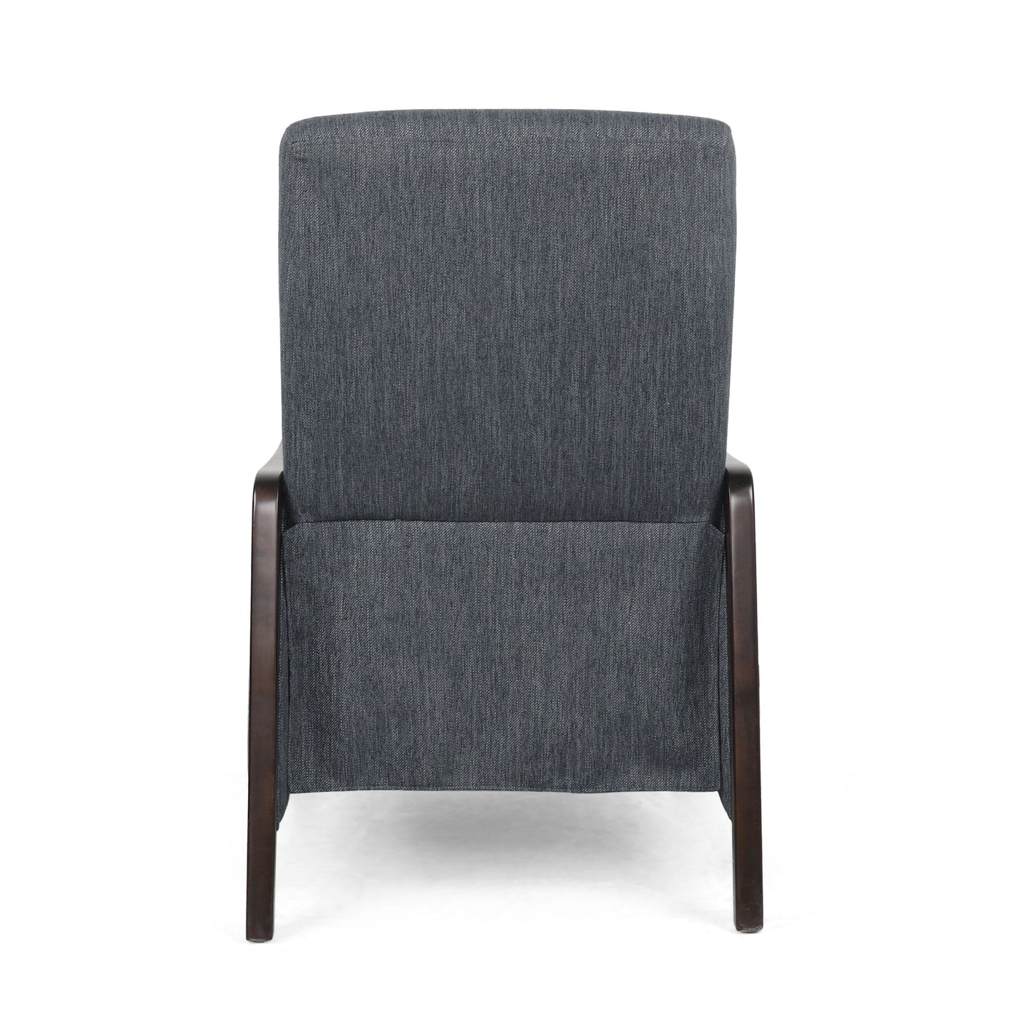Fauteuil inclinable rembourré de style Mid-Century, couleur anthracite, avec repose-pieds et cadre en bois de bouleau