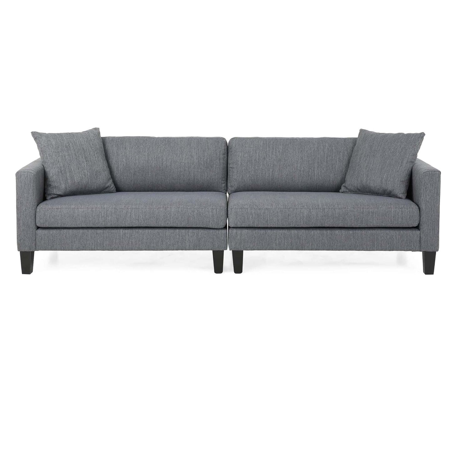 Canapé 3 places moderne 101 en charbon de bois avec pieds en bois et deux coussins pour le salon