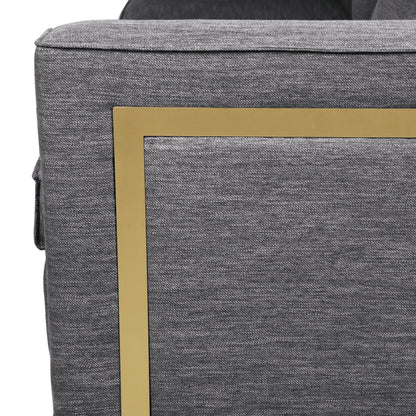 Canapé 3 places rembourré moderne anthracite 80,25 avec coussins et pieds en bois pour le salon