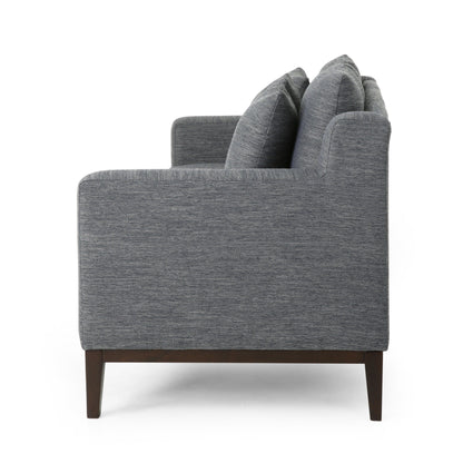 Canapé 3 places moderne anthracite 80 avec pieds en bois et coussins assortis pour le salon