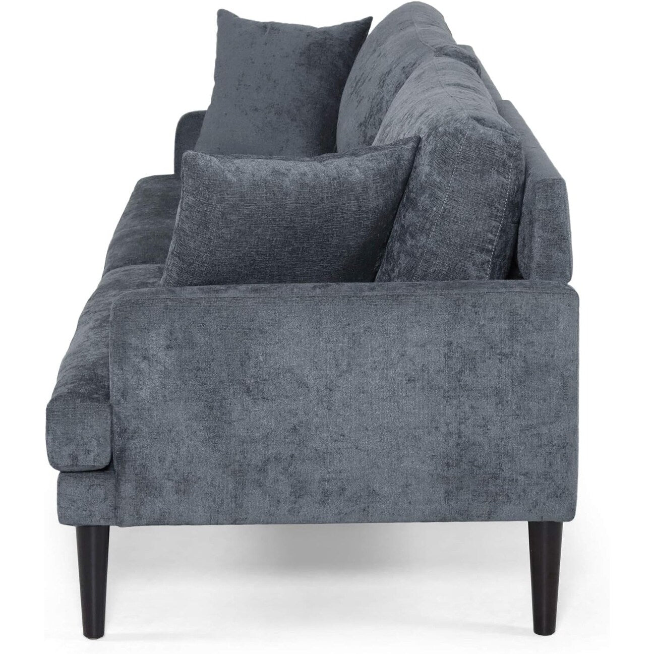 Canapé 3 places rembourré moderne anthracite 96,25 avec pieds en bois et coussins décoratifs pour le salon