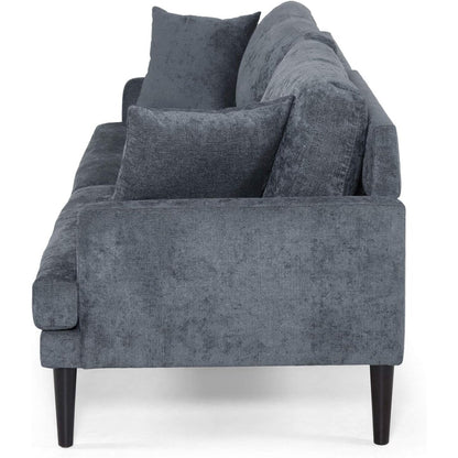 Canapé 3 places rembourré moderne anthracite 96,25 avec pieds en bois et coussins décoratifs pour le salon