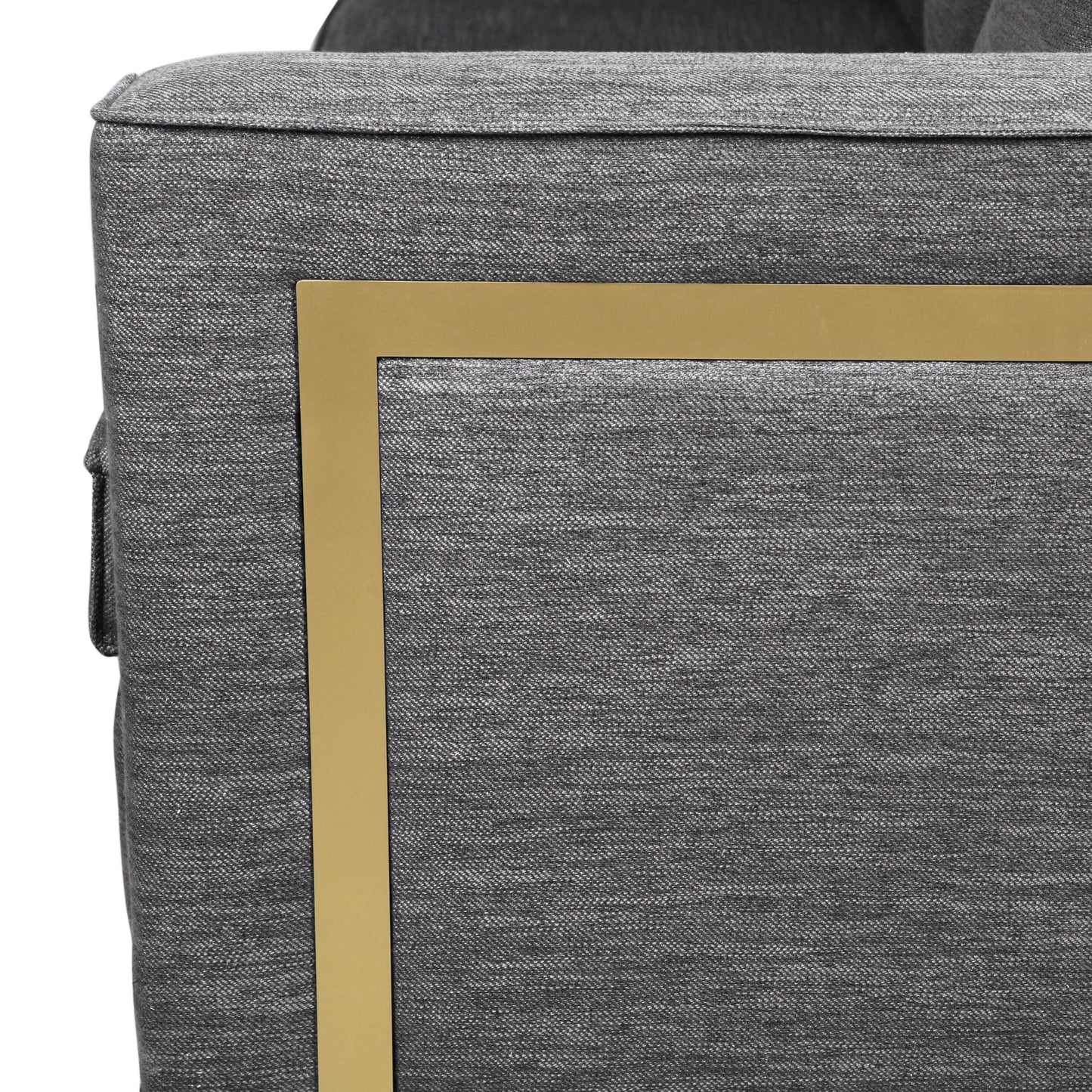 Canapé 3 places rembourré en anthracite avec coussins et pieds en bois