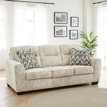 Canapé Charlie, polyester blanc parchemin naturel, 2 coussins, 228 cm