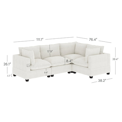 Canapé modulaire rembourré Chelsea Modern Cloud avec assise profonde et coussins moelleux