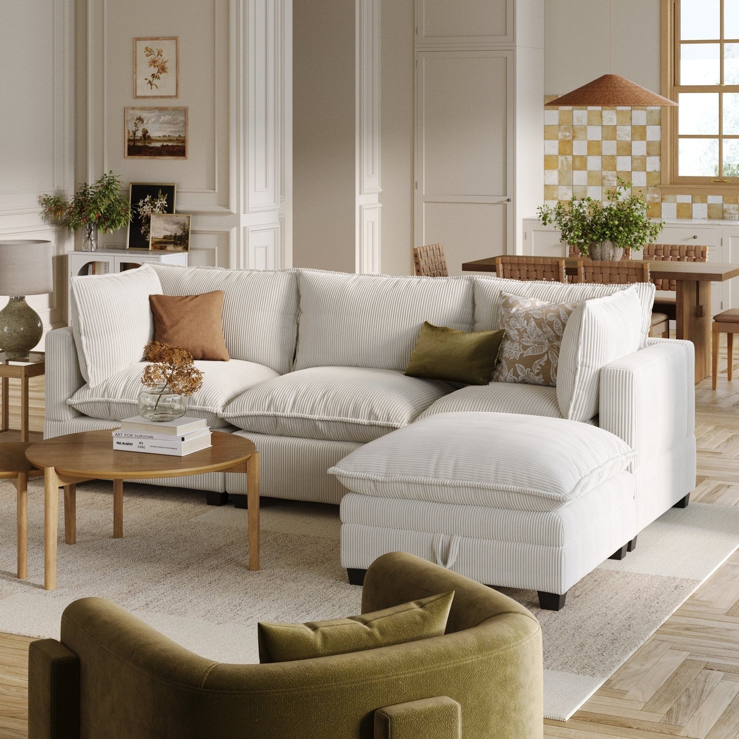 Canapé modulaire rembourré Chelsea Modern Cloud avec assise profonde et coussins moelleux