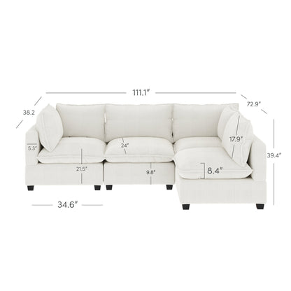 Canapé modulaire rembourré Chelsea Modern Cloud avec assise profonde et coussins moelleux