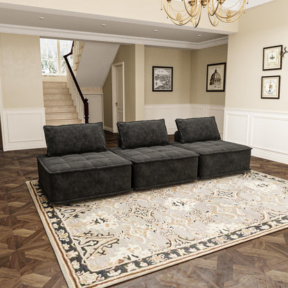 Ensemble de canapé modulaire 3 pièces en chenille