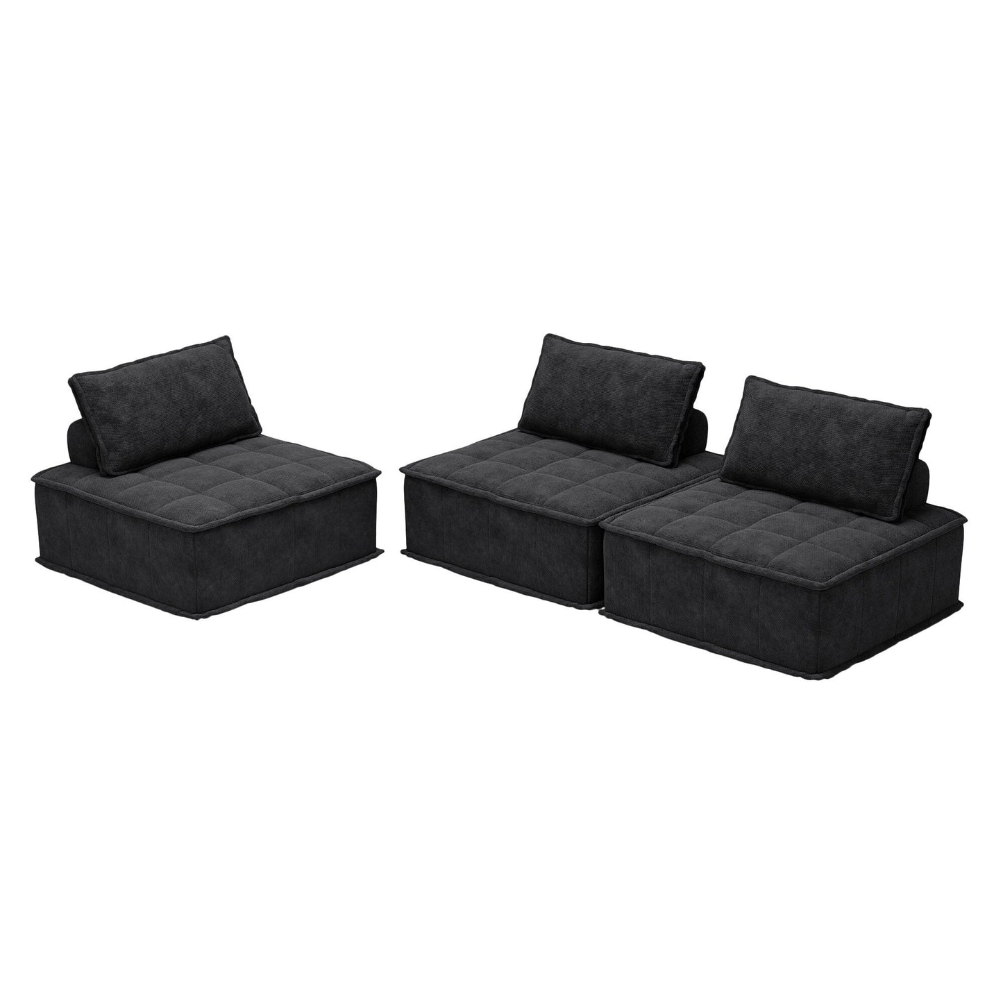 Ensemble de canapé modulaire 3 pièces en chenille