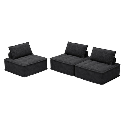 Ensemble de canapé modulaire 3 pièces en chenille